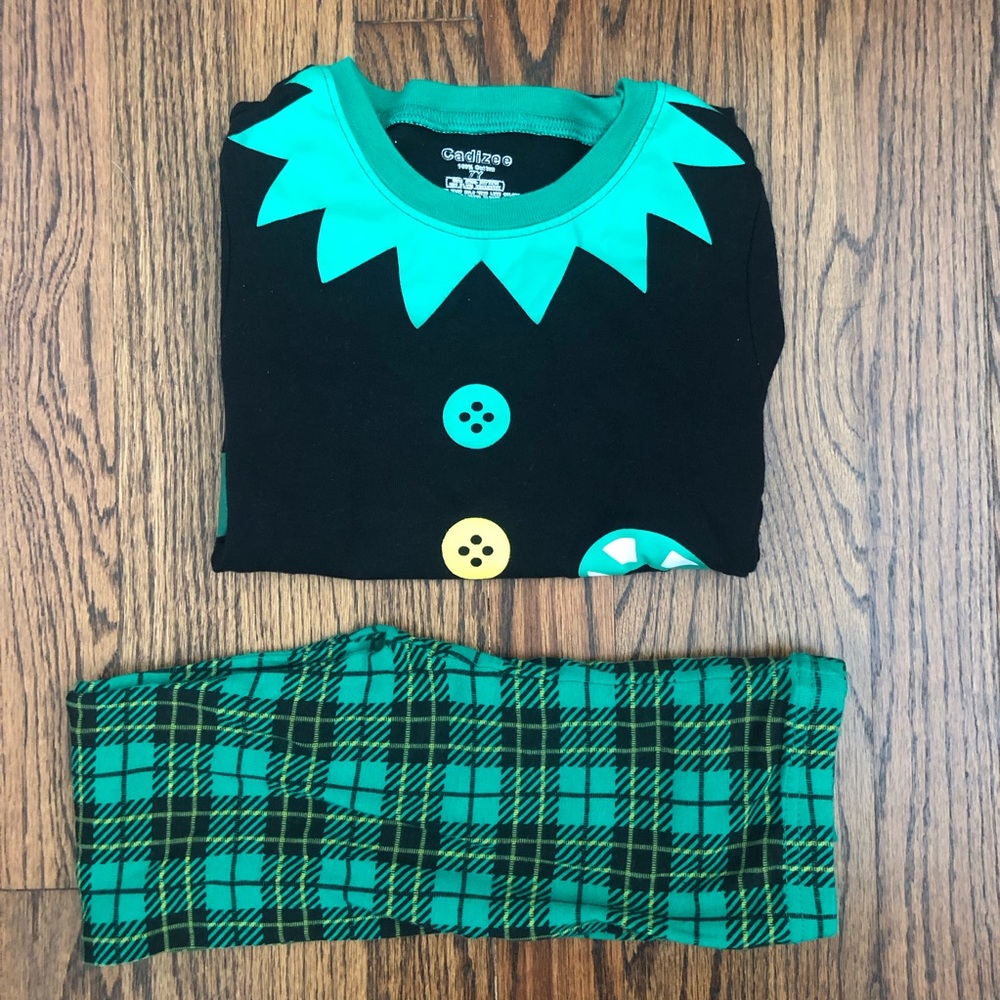 Christmas Elf Long Sleeve Plaid Pajamas